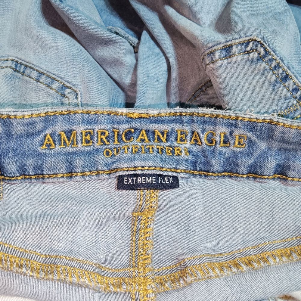 American Eagle Outfitters Distressed Men's Jeans 28x30 Light Blue Holes Flex - Picture 7 of 8
